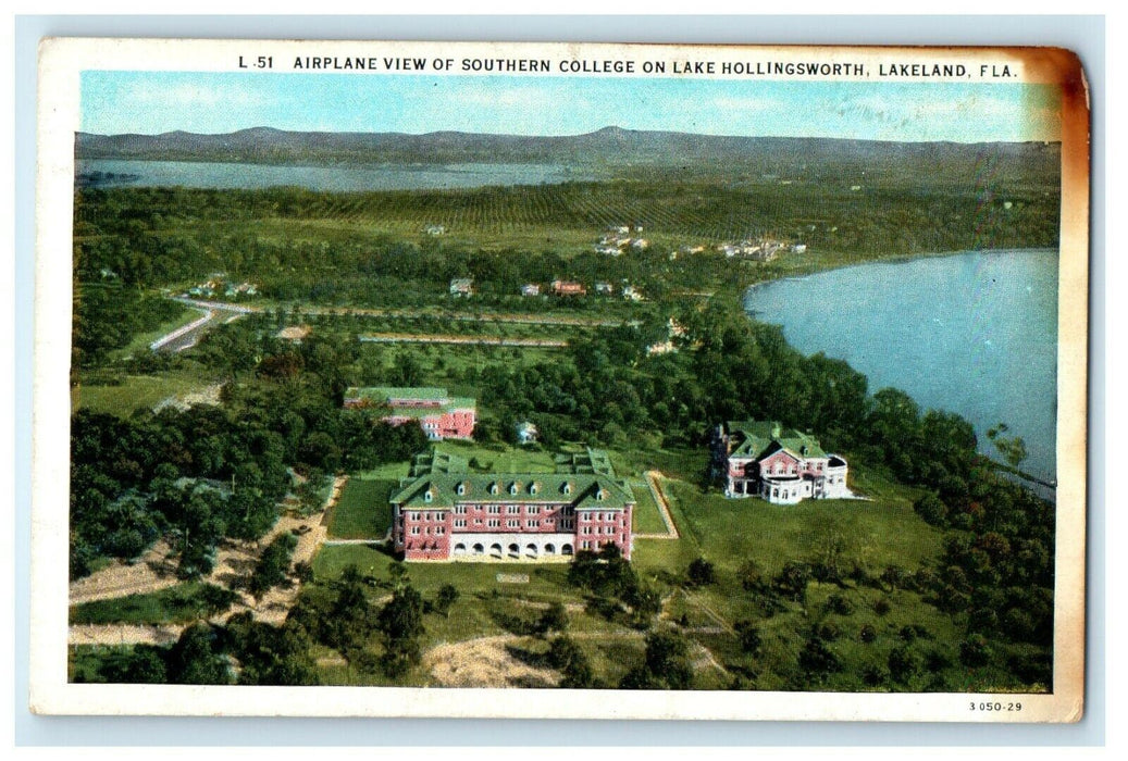 Airplane View Of Southern College On Lake Hollingsworth Lakeland FL Postcard