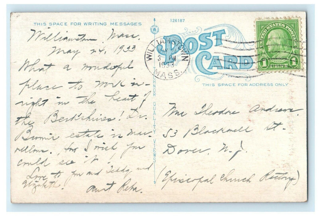 1933 St. John's Episcopal Church Williamstown Massachusetts MA Vintage Postcard