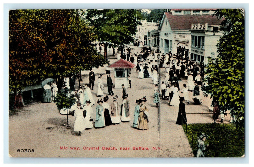 1911 Midway Scene, Crystal Beach, Ontario Canada CA Foreign Postcard