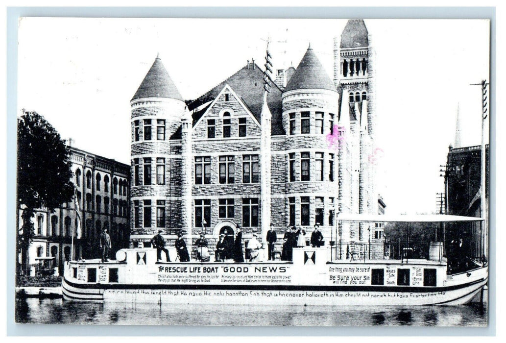 1987 Erie Canal Fair Station Museum Syracuse New York NY City Hall Boat Postcard