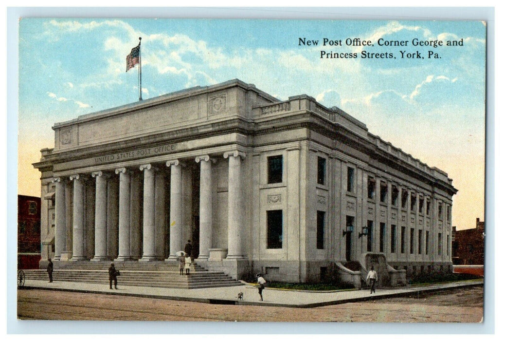 New Post Office Corner George Princess Streets York Pennsylvania PA Postcard