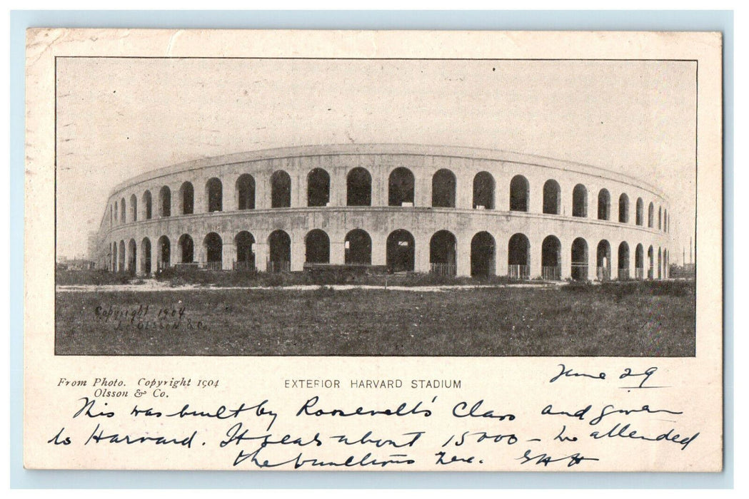 1908 Exterior Harvard Stadium Boston Massachusetts MA Posted Postcard