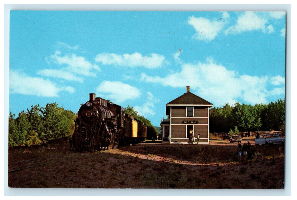 View of Marquette-Huron Railroad Mountain Train Big Bay Michigan Posted Postcard