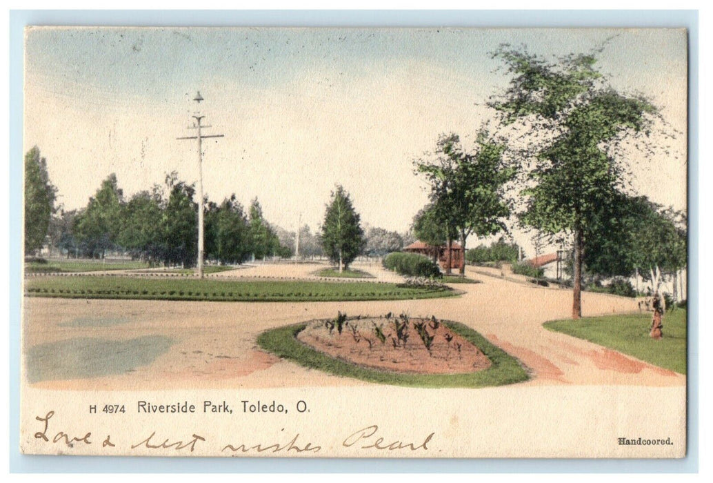 1906 View Of Riverside Park Toledo Ohio OH Rotograph Antique Postcard