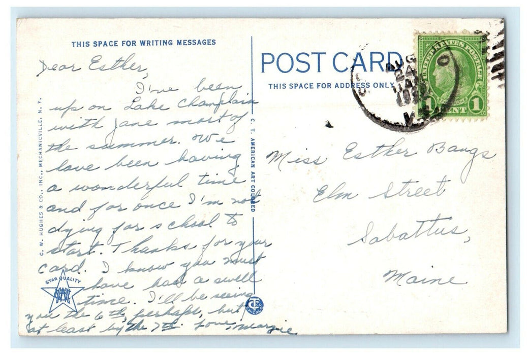 c1920's College Row Burlington Vermont VT Posted Vintage Postcard