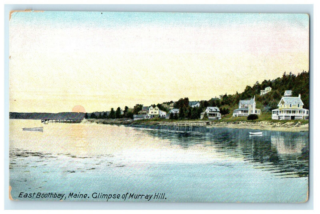 c1910's East Boothbay Maine ME, Glimpse Of Murray Hill Houses Antique Postcard