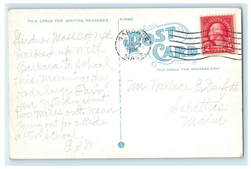 1925 Colonial Hotel Building Car Gardner Massachusetts MA Vintage Postcard