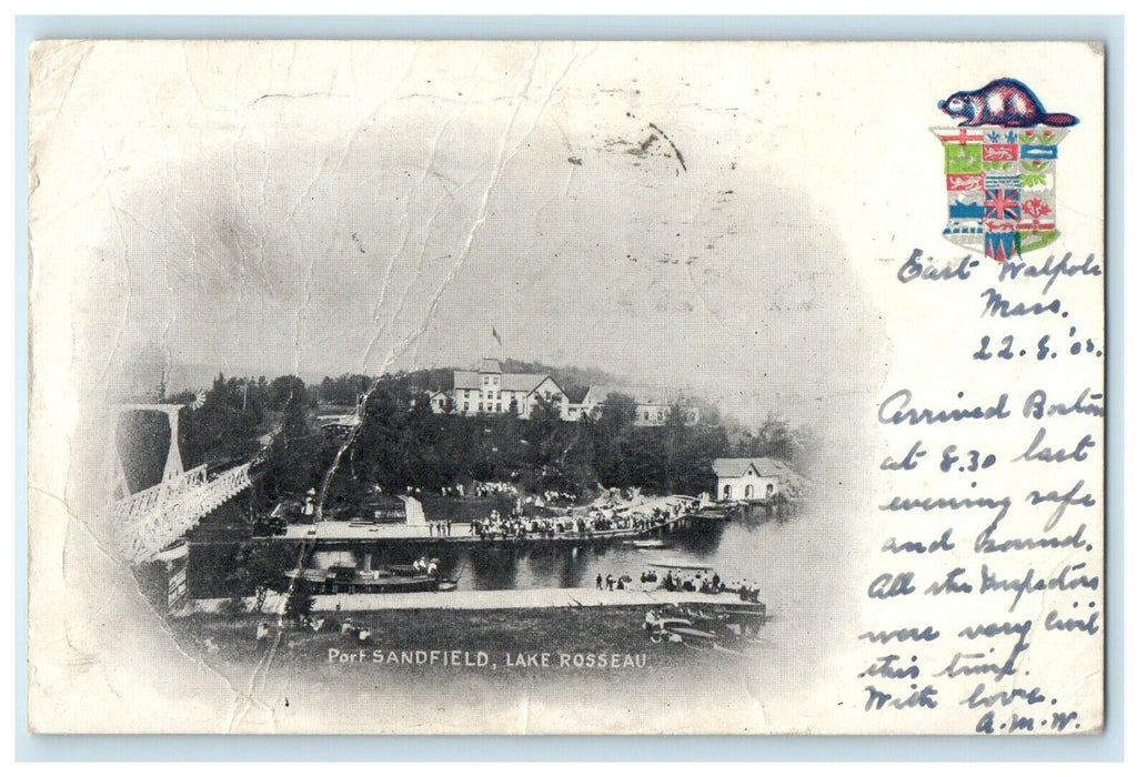 1905 Port Sandfield Lake Rosseau Canada, East Walpole MA Antique Postcard