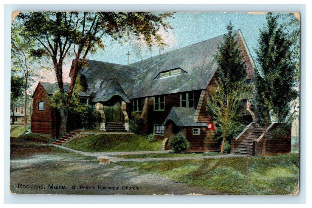 1909 St. Peter's Episcopal Church, Rockland Maine ME Posted Antique Postcard