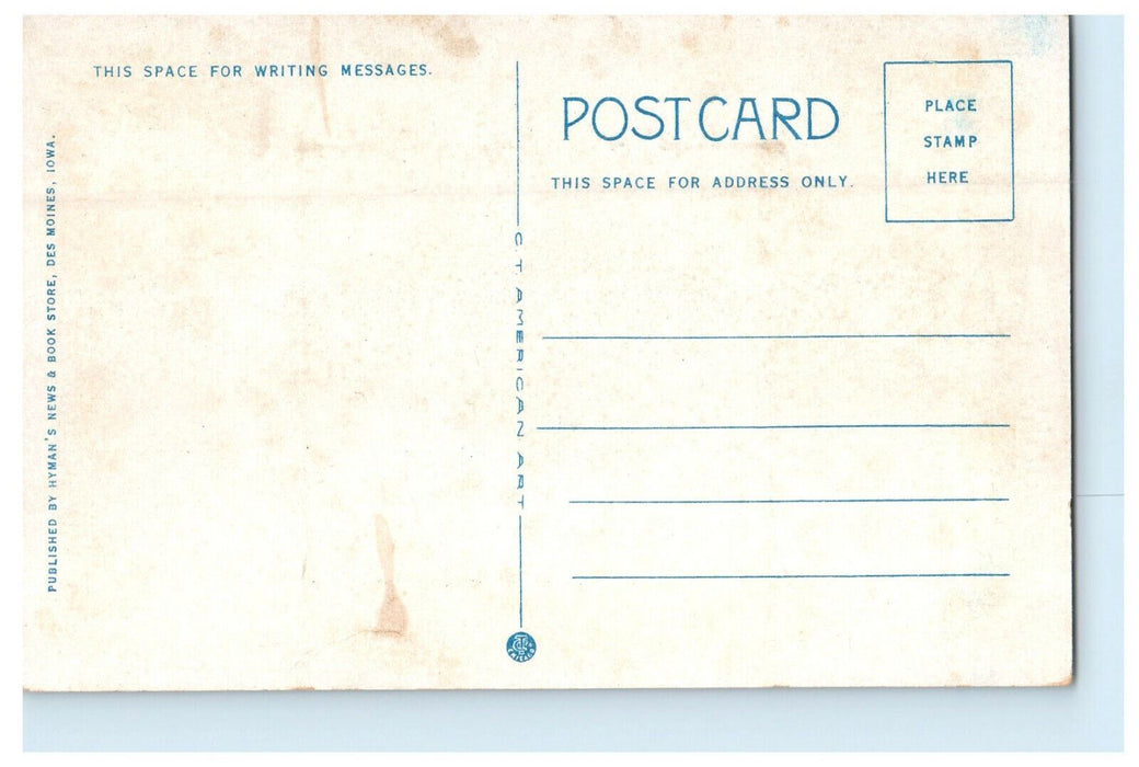 c1920s Scene in Union Park, Des Moines Iowa IA Unposted Antique Postcard