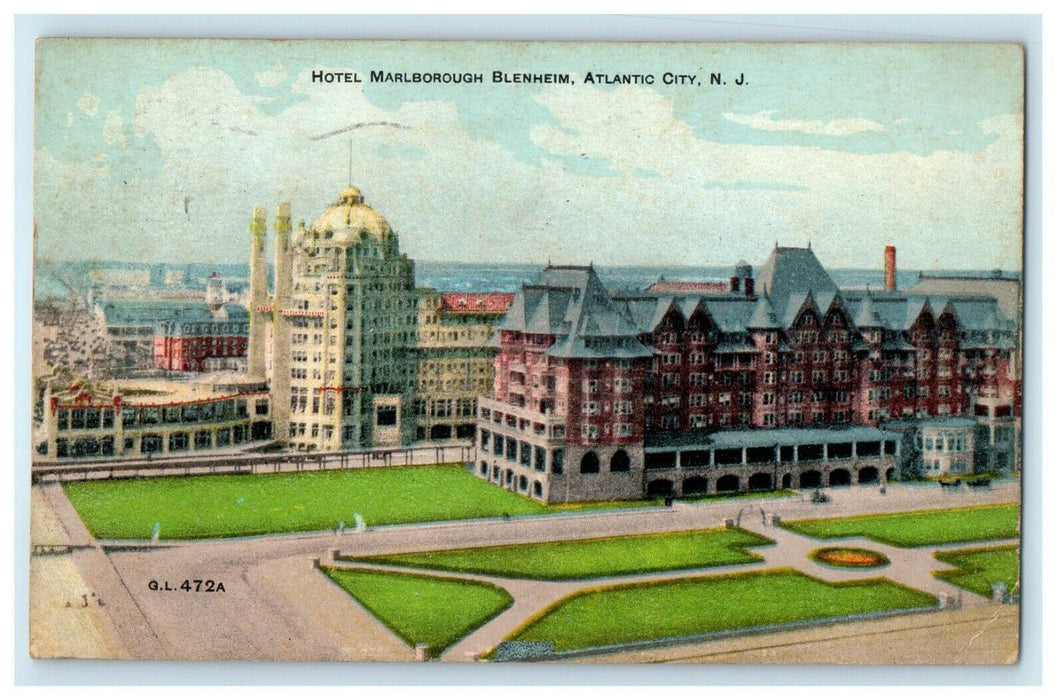 1908 Hotel Marlborough Blenheim Atlantic City New Jersey NJ Antique Postcard