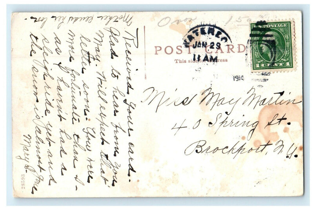 1914 The Presbyterian Church View Waterloo New York NY Antique Postcard