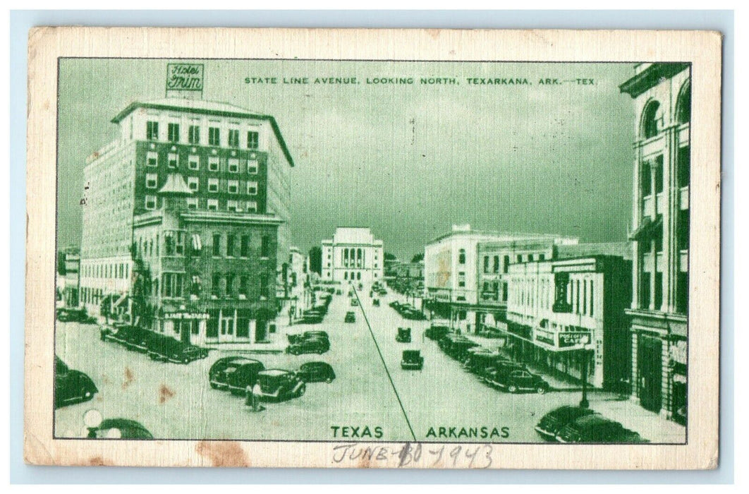 1943 State Line Avenue Looking North Texarkana Arkansas Texas Vintage Postcard