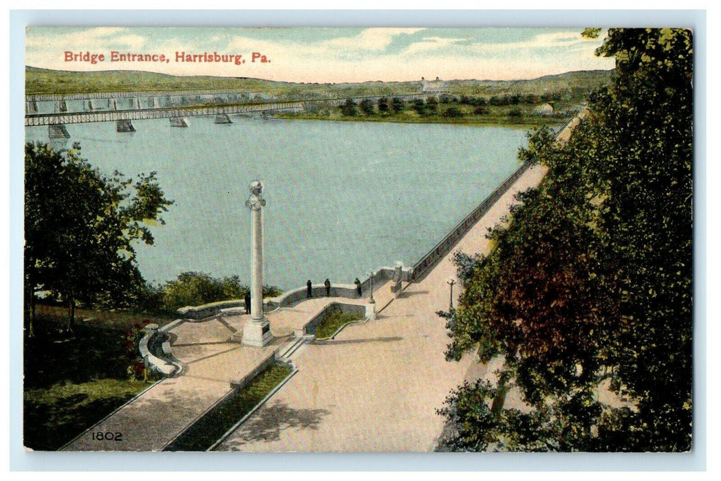c1910's Bridge Entrance Harrisburg Pennsylvania PA Unposted Antique Postcard