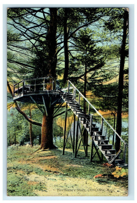 1908 Hawthorne's Study Concord, Massachusetts MA Posted Antique Postcard