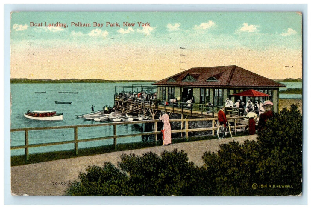 1917 Boat Landing Pelham Bay Park New York NY Posted Antique Postcard