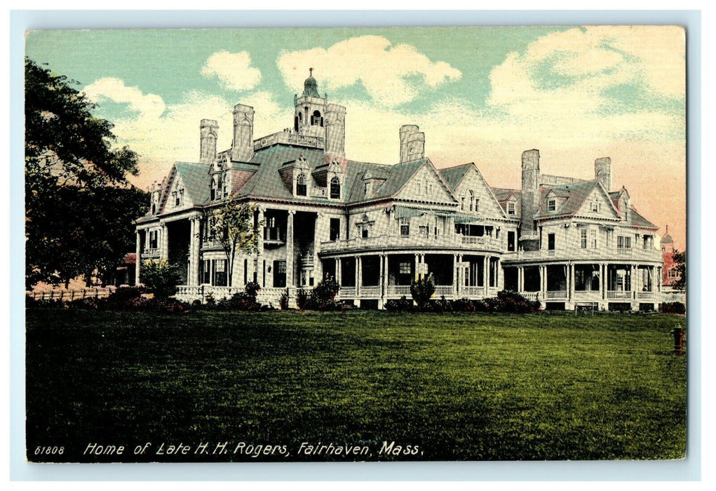 1912 Home of Late H.H. Rogers Fairhaven, Massachusetts MA Unposted Postcard
