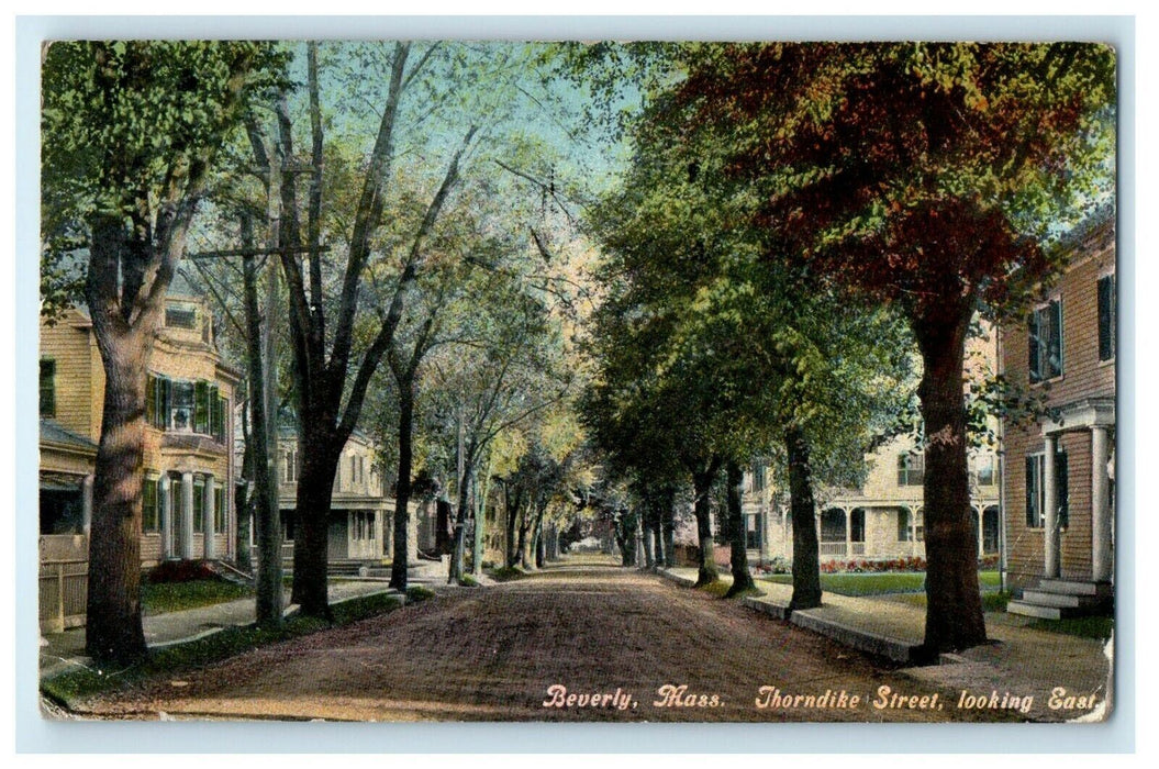 1913 View Of Thorndike Street Looking East Beverly Massachusetts MA Postcard