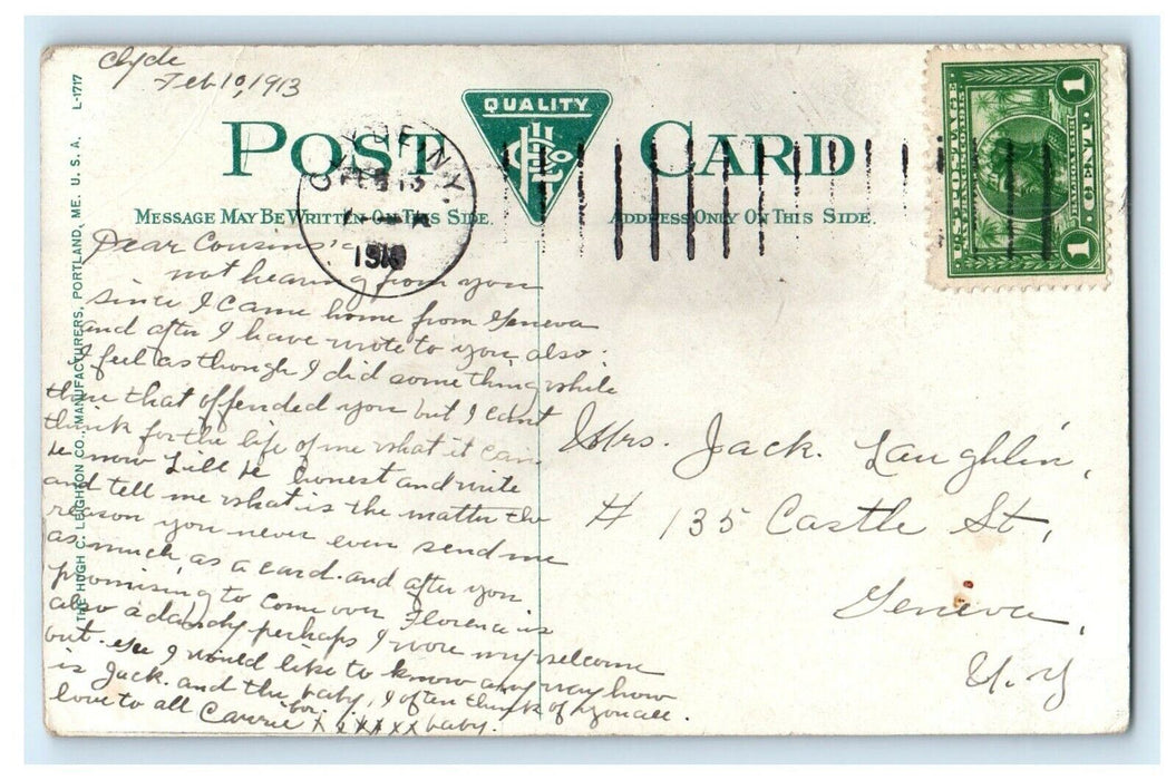 1913 View Of Thorndike Street Looking East Beverly Massachusetts MA Postcard