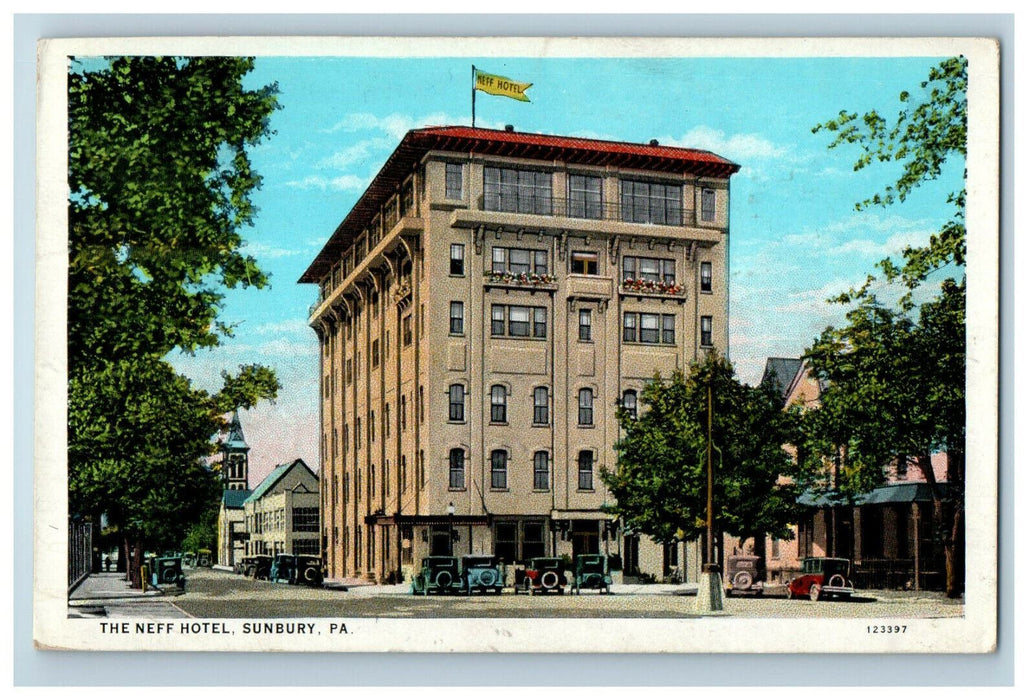 1931 The Neff Hotel, Sunbury Pennsylvania PA Port Trevorton PA Postcard