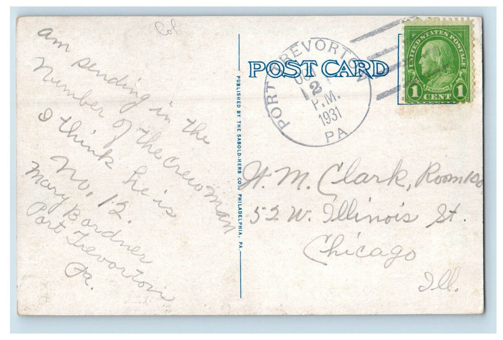 1931 The Neff Hotel, Sunbury Pennsylvania PA Port Trevorton PA Postcard