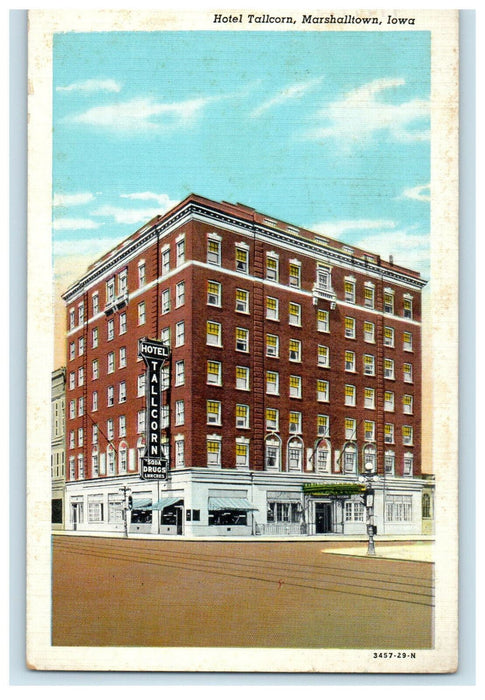 1947 Hotel Tallcorn Marshalltown Iowa IA Posted Antique Postcard