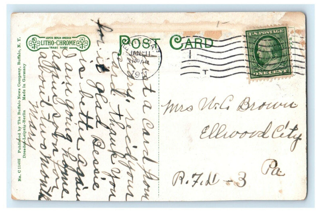1911 First United Presbyterian Church Erie Pennsylvania PA Antique Postcard