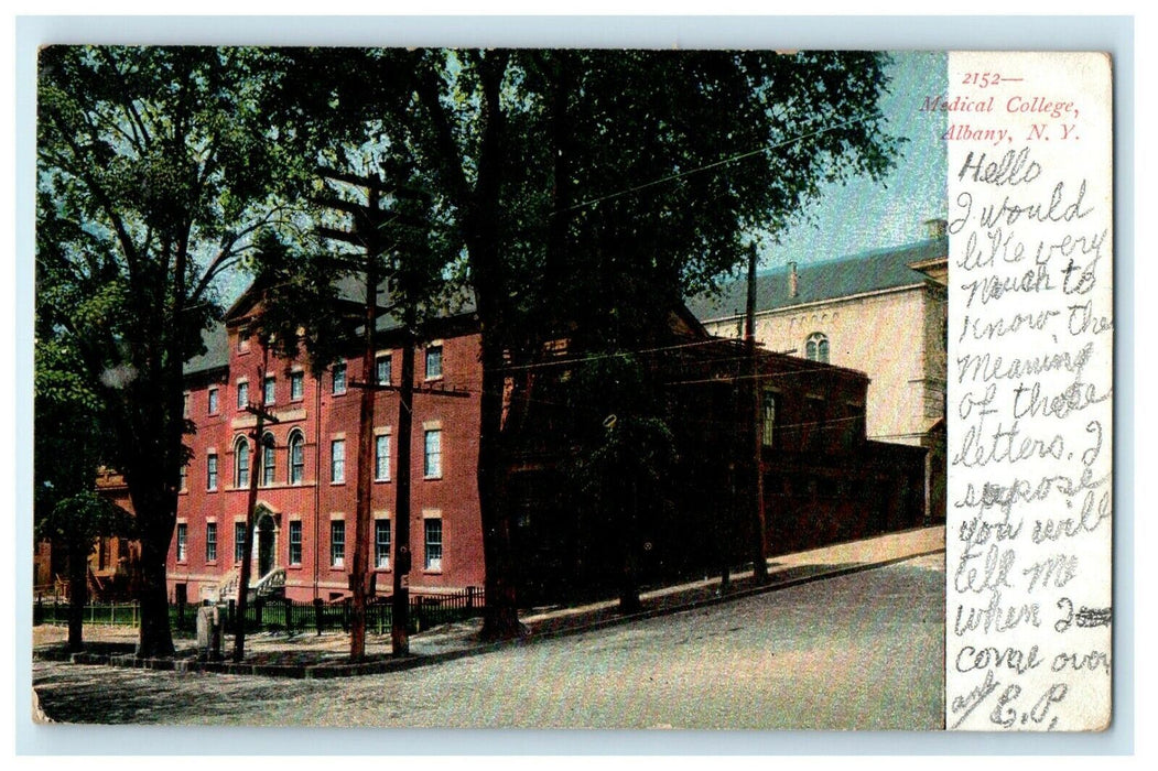 1909 Medical College Building Albany New York NY Posted Antique Postcard