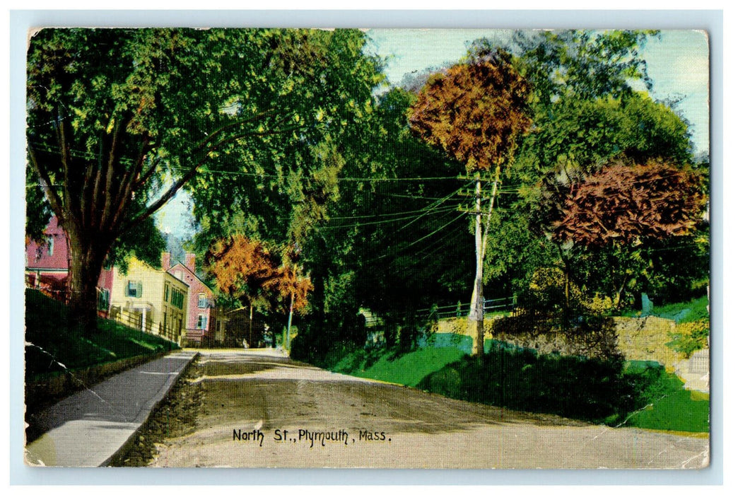 c1910 North Street Plymouth Massachusetts MA Posted Antique Postcard