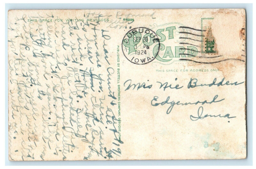 1924 View Of Monument Of Julien Dubuque Iowa IA Posted Vintage Postcard