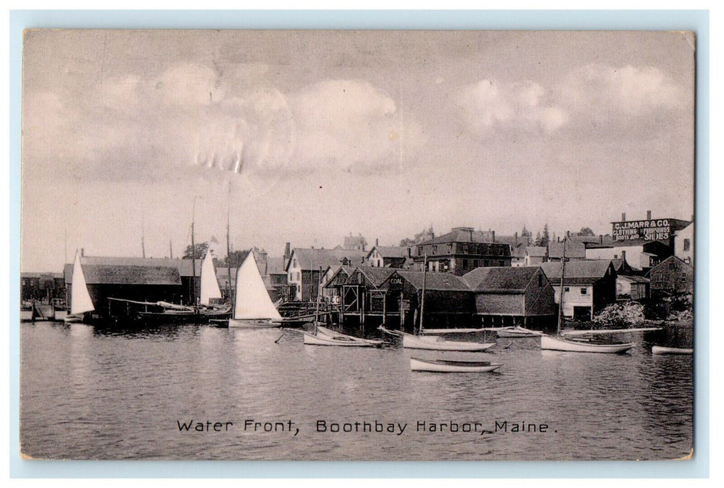 1910 Water Front Boothbay Harbor Maine ME Posted Antique Postcard