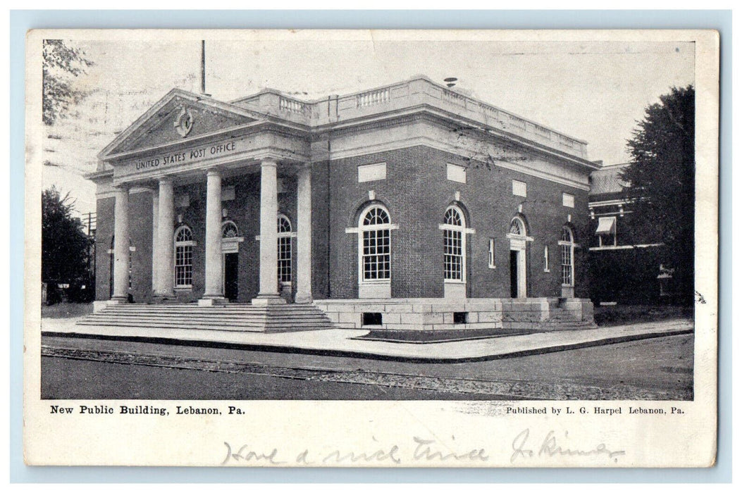 1906 New Public Building Lebanon Pennsylvania PA Antique Posted Postcard