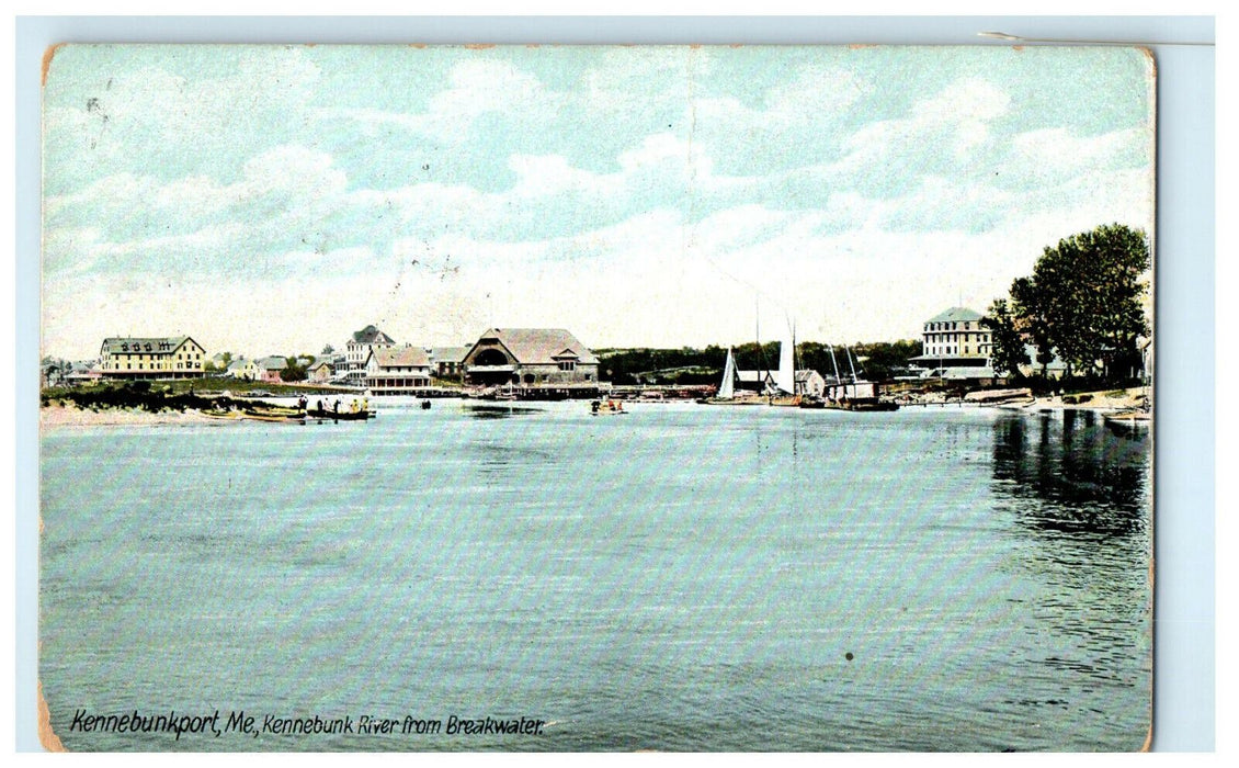 1909 Kennebunk River from Breakwater Kennebunkport Maine ME Postcard