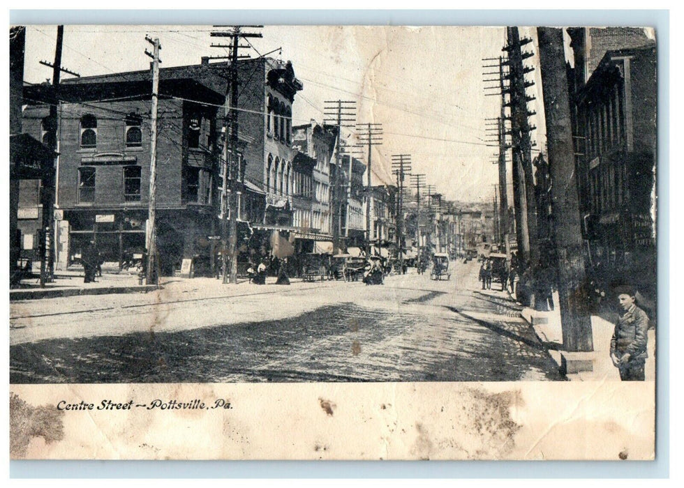 c1905 View Of Center Street Pottsville Pennsylvania PA Antique Postcard
