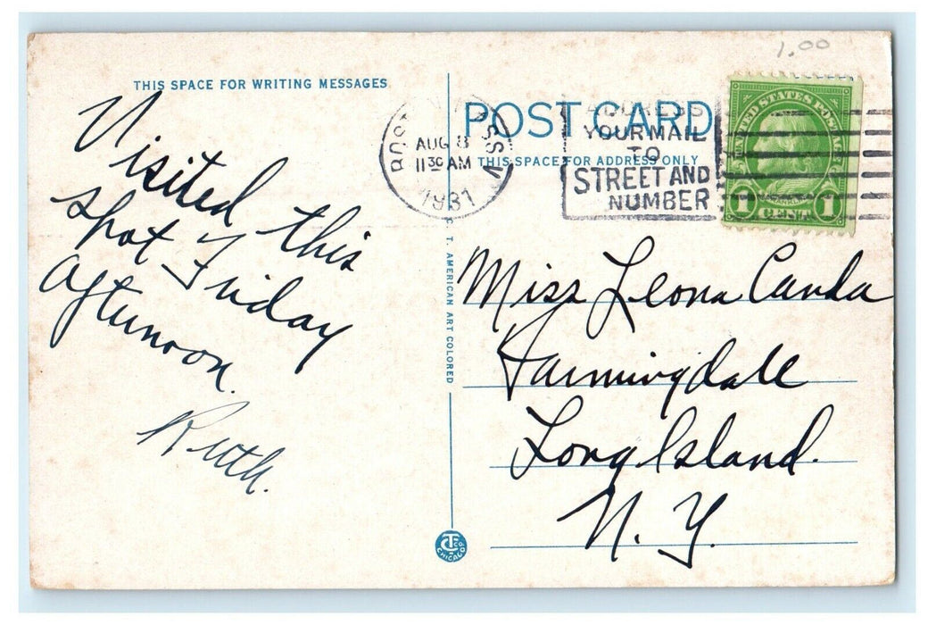 1931 Massasoit Statue, Indian Friend Of The Pilgrims Plymouth MA Postcard