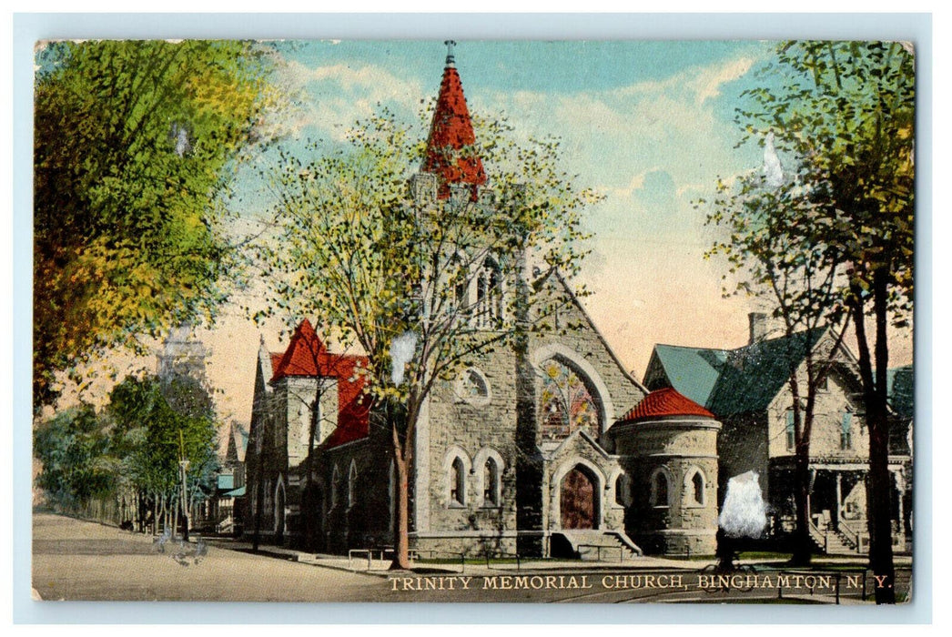 1921 Trinity Memorial Church Binghamton New York NY Posted Postcard