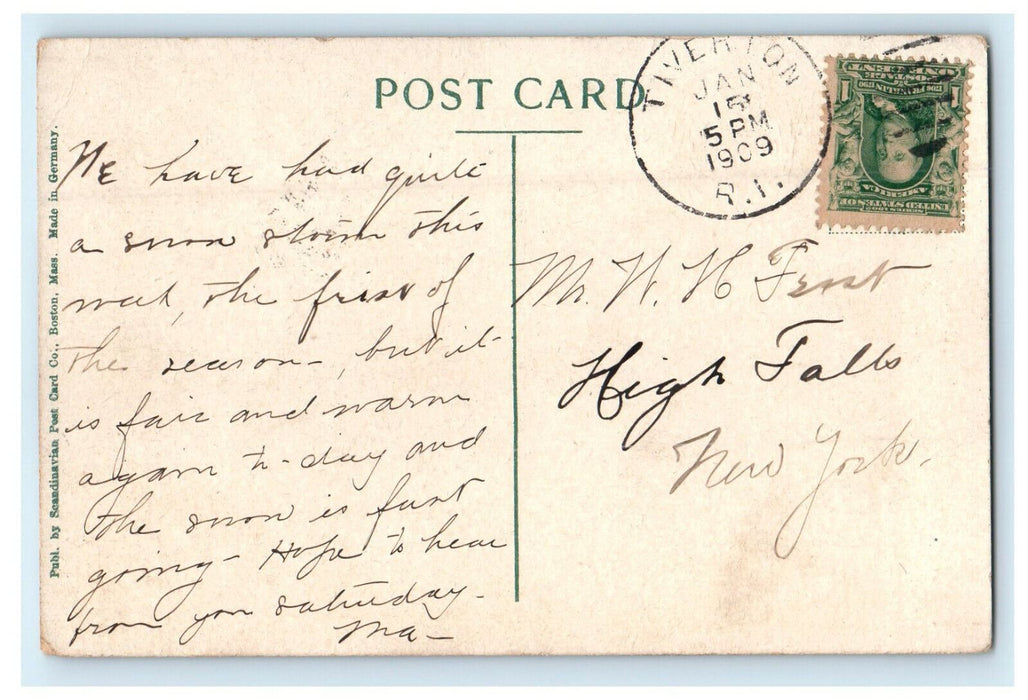 1909 Laatefoss Hardanger Norway Tiverton Rhode Island RI Posted Postcard