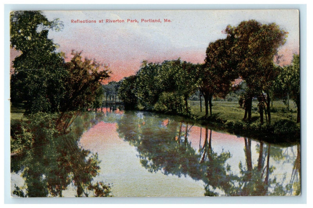 c1910s Water Reflections at Riverton Park Portland, Maine ME Postcard