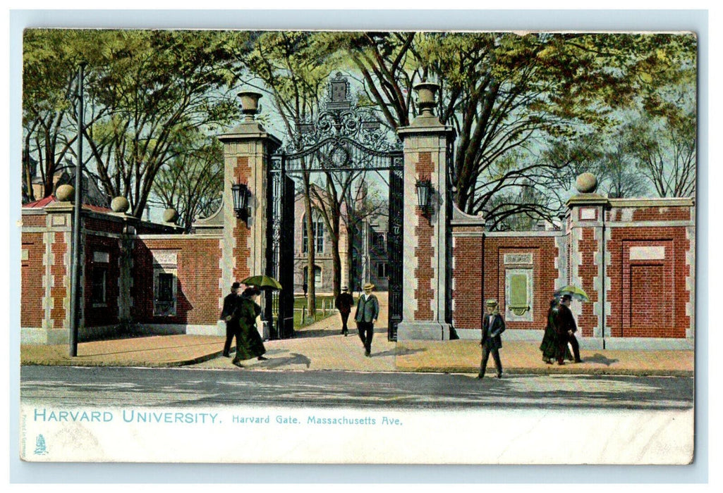 c1905 Harvard University Gate Massachusetts Ave Cambridge MA Tuck Postcard