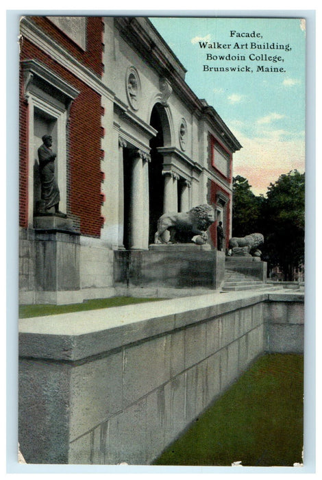 c1910 Facade Walker Art Building Maine ME Bowdoin College Brunswick ME Postcard