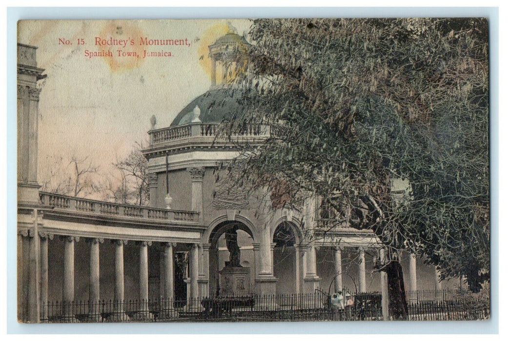 c1910 Rodney's Monument, Spanish Town Jamaica Posted Antique Foreign Postcard