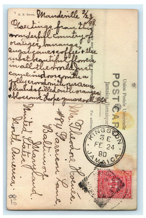 c1910 Rodney's Monument, Spanish Town Jamaica Posted Antique Foreign Postcard