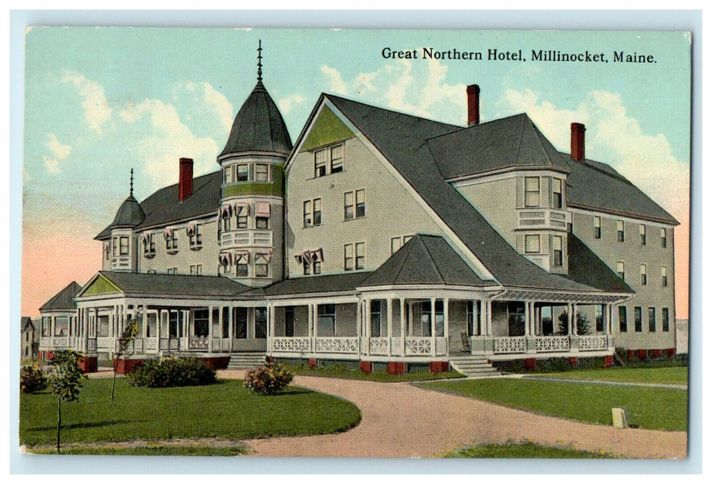 c1910 Great Northern Hotel, Millinocket Maine ME Unposted Antique Postcard