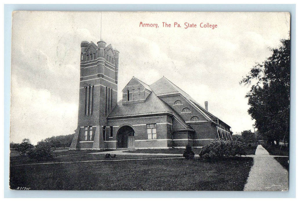 1907 Armory, The Pennsylvania State College PA Antique Posted Postcard