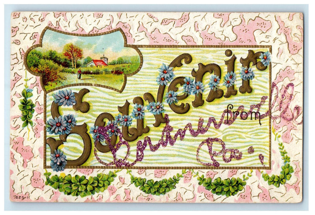 c1910 Souvenir Bordnersville Pennsylvania PA Embossed Posted Postcard