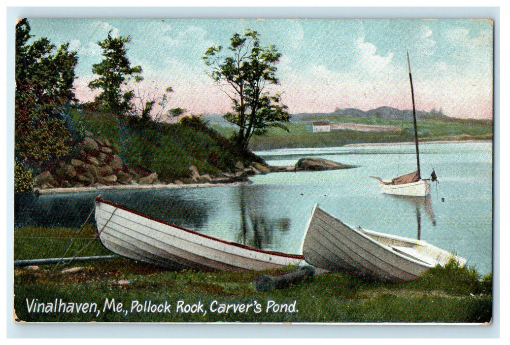 c1910 Pollock Rock, Carver's Pond Vinalhaven Maine ME Unposted Postcard