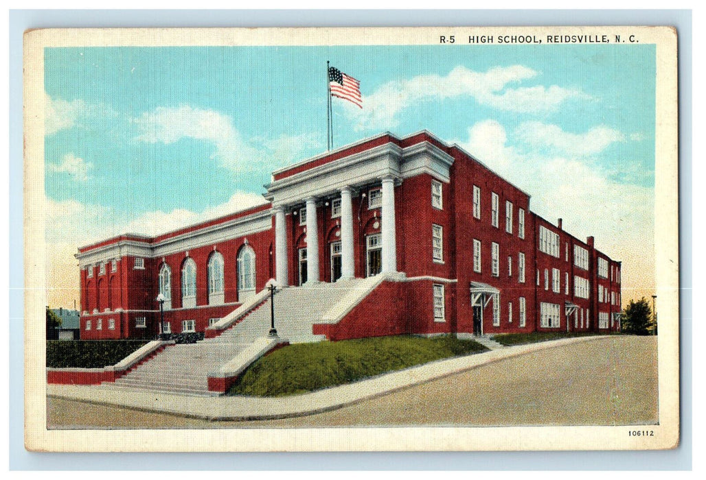 1943 High School Reidsville North Carolina NC Asheville Post Card Co. Postcard