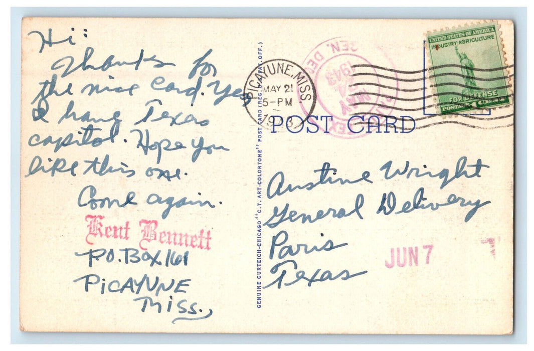 1943 US Waterways Experiment Station Near Vicksburg Mississippi MS Postcard