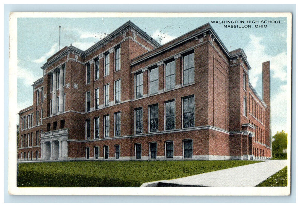 1920 Washington High School Massillon Ohio OH Posted Antique Postcard