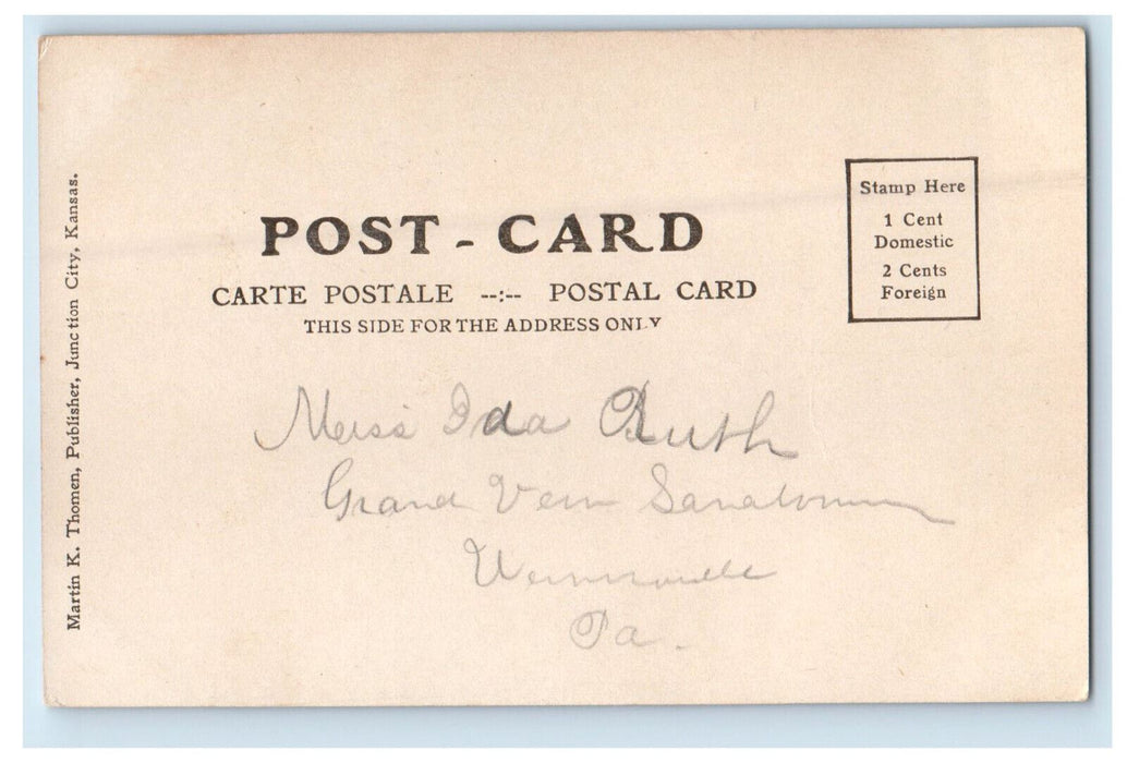 c1905 Officers Quarters Fort Riley Kansas KS Posted Antique Postcard